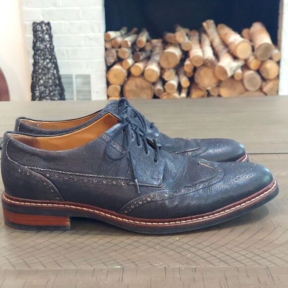 Cole Haan C24112 Warren Wingtip Oxfords Shoes Black Leather‎ Size 10.5M - Picture 1 of 9